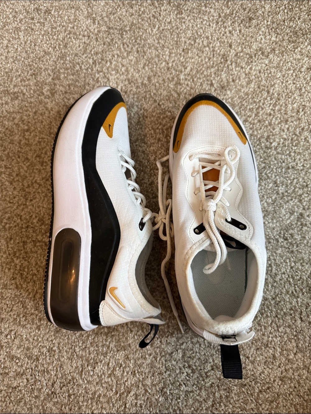 Nike White/Black/Gold Athletic Sneakers